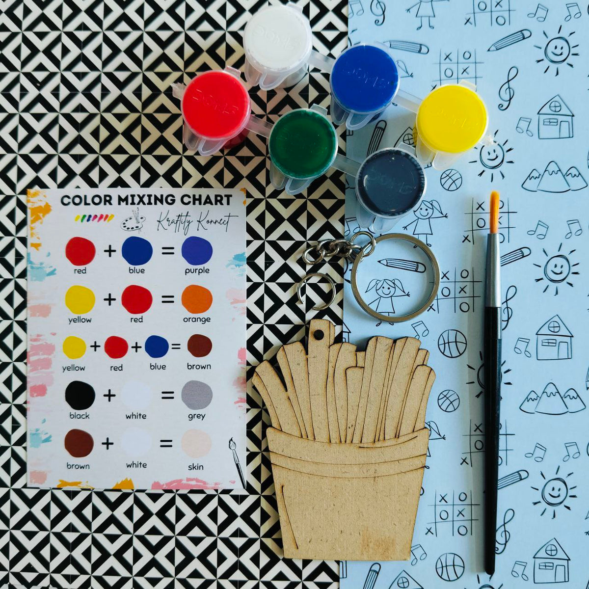 French Fries (DIY Keychain Kit For Kids - MDF)