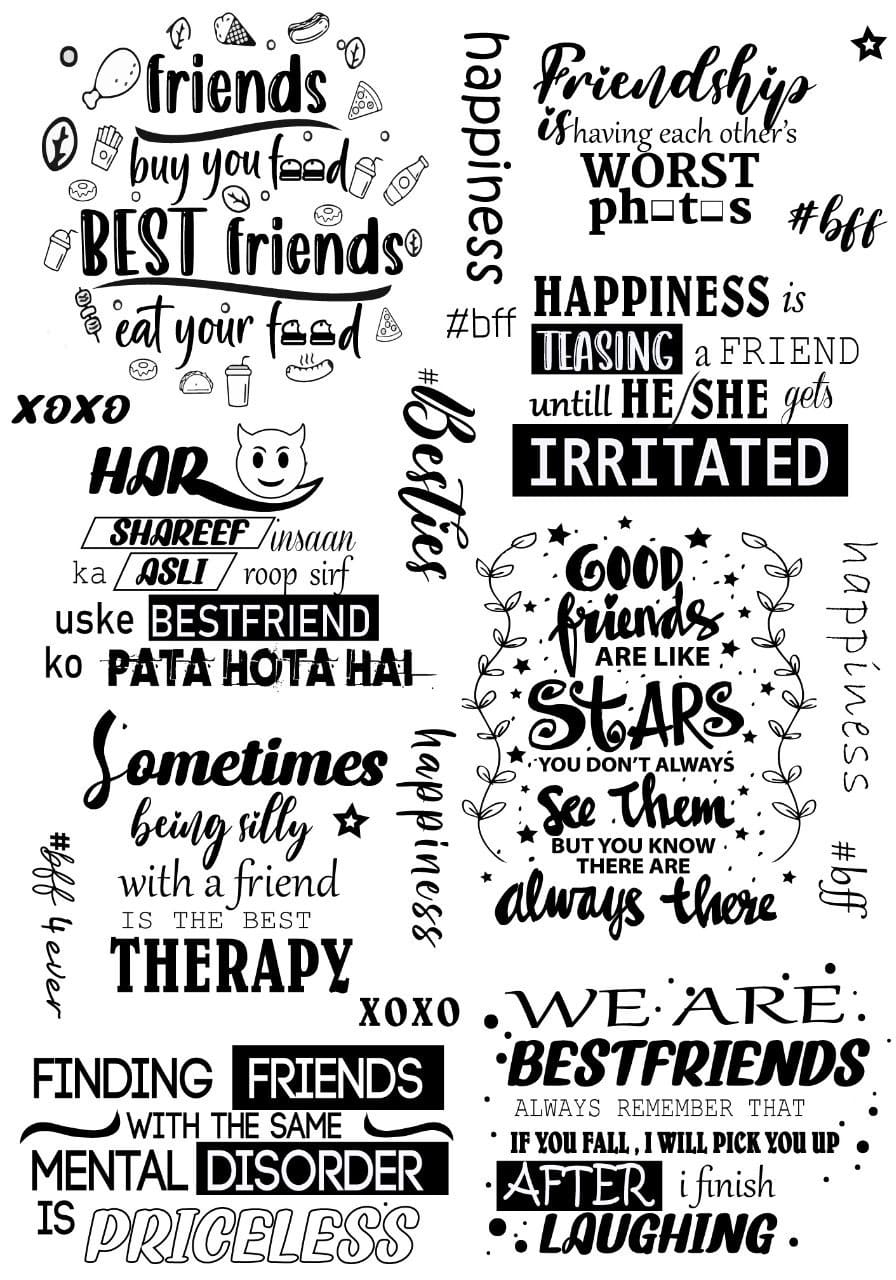 Friendship Quotes ( Instant Transfer Sheets )