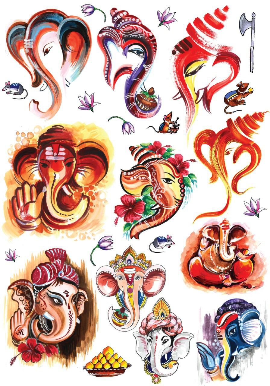 Ganesha . Ganpati ( Instant Transfer Sheet )
