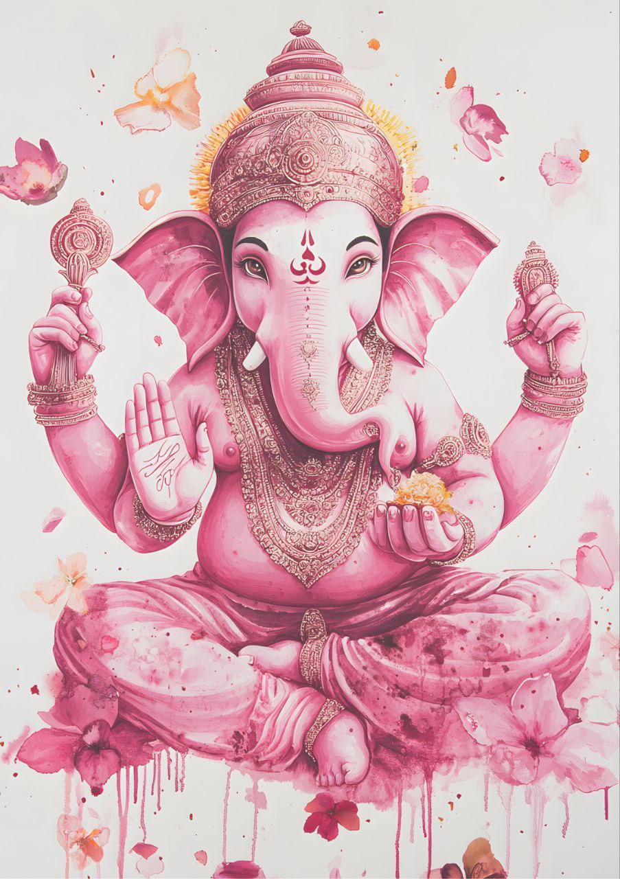 Ganpati Pink Hues (Full Size - Decoupage Paper)