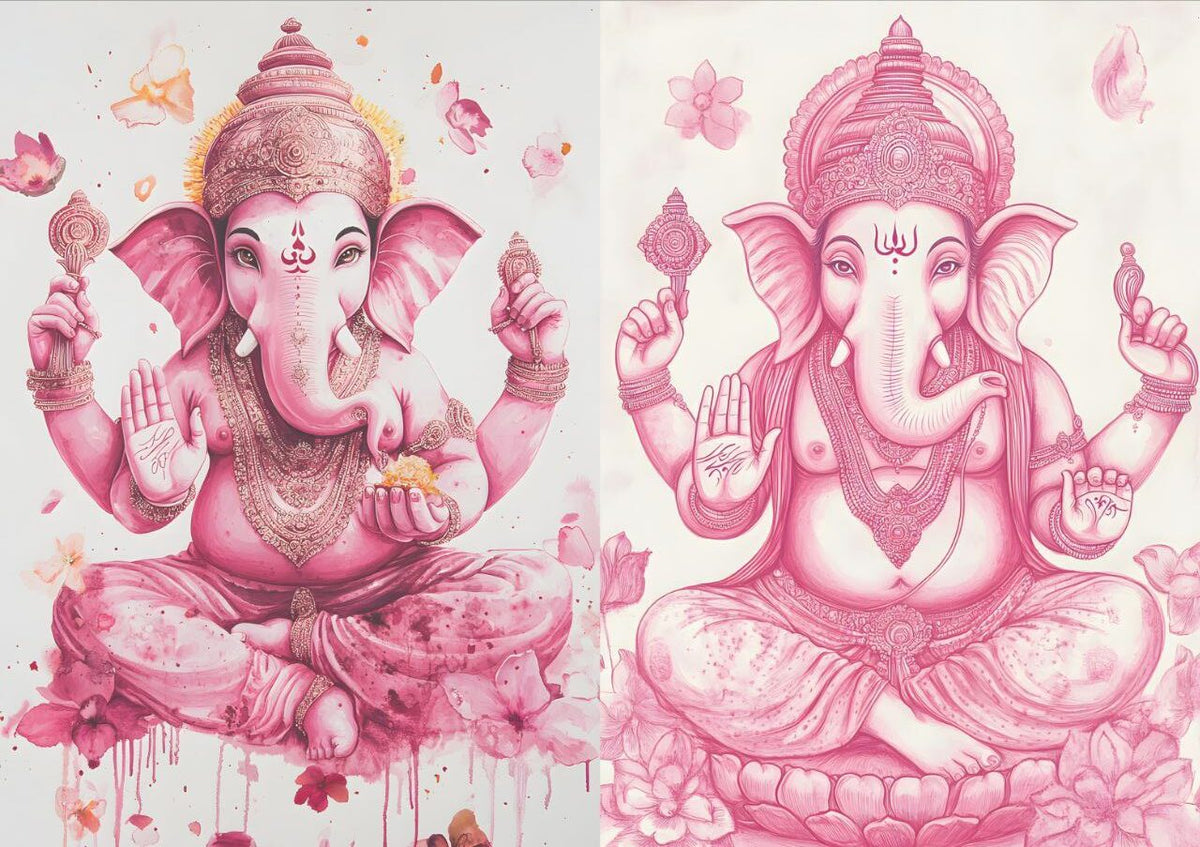 Ganpati - Pink Tints (2 in 1 - Decoupage Paper)