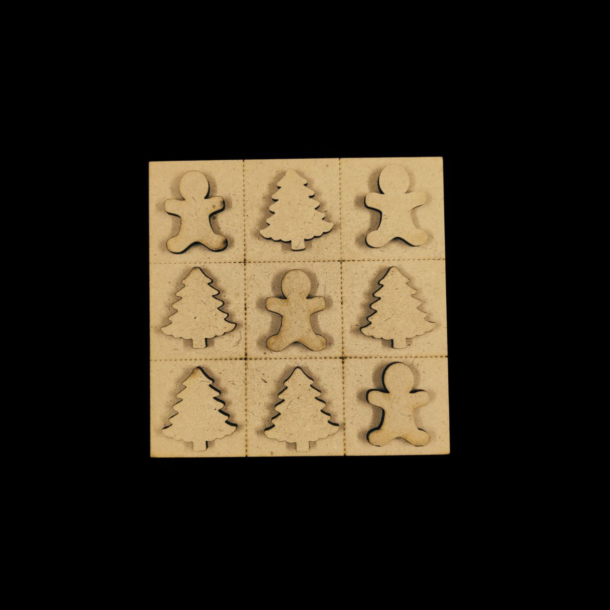 Gingerbread Man and Christmas Tree - Tic Tac Toe Base (MDF)