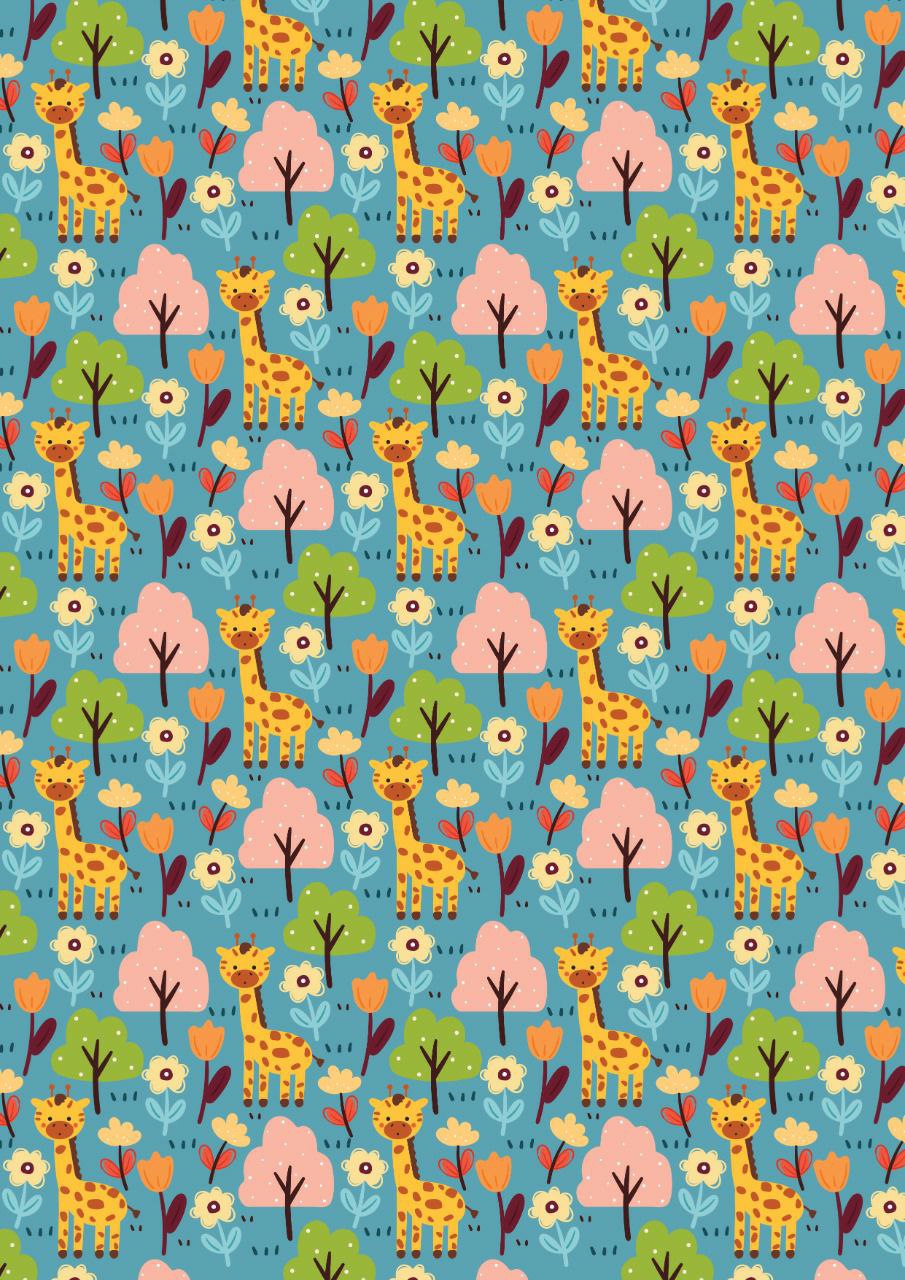 Giraffe Vertical Seamless pattern ( Instant Transfer Sheets )