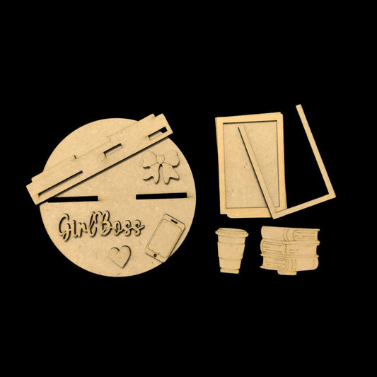 Girl Boss (DIY Miniature Shelf - MDF Fridge Magnet Base)