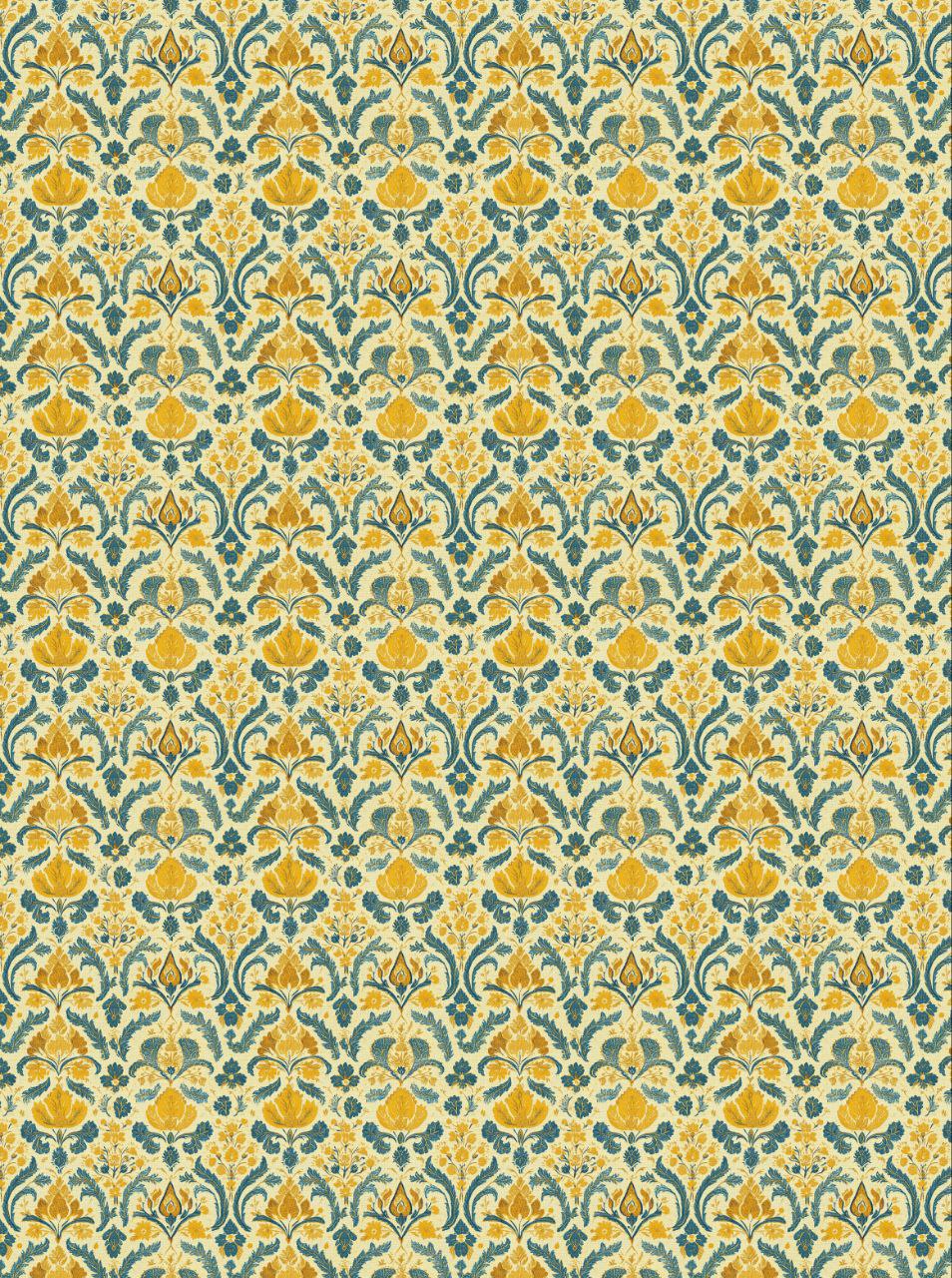 Golden Botanical Ikat motif (Decoupage Sheet)