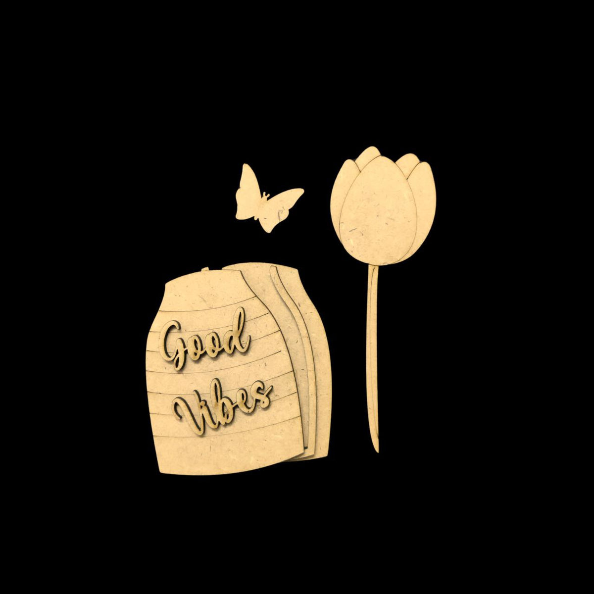 Good Vibes - Flower Vase (MDF Fridge Magnet Base )