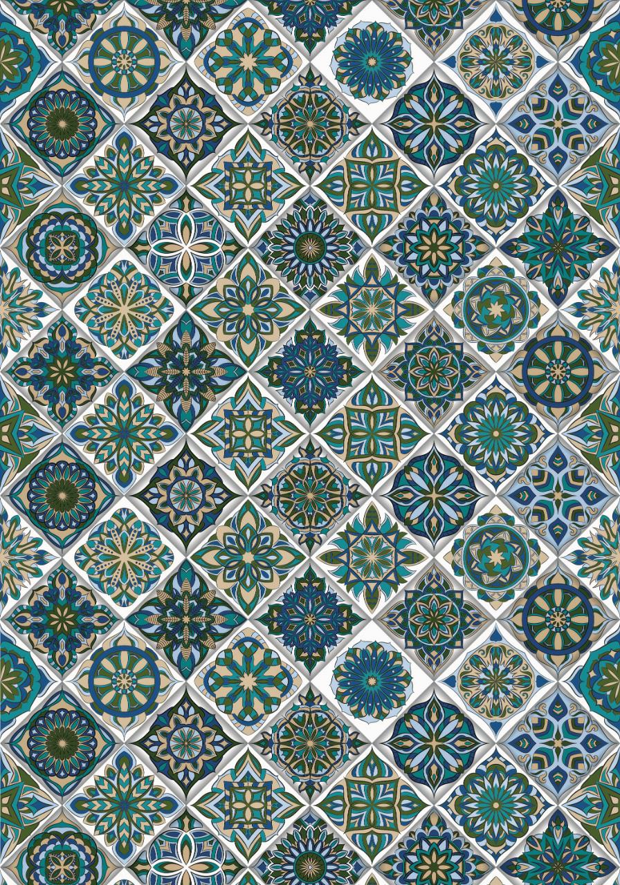Greenish hues cross tiles ( Decoupage Papers )