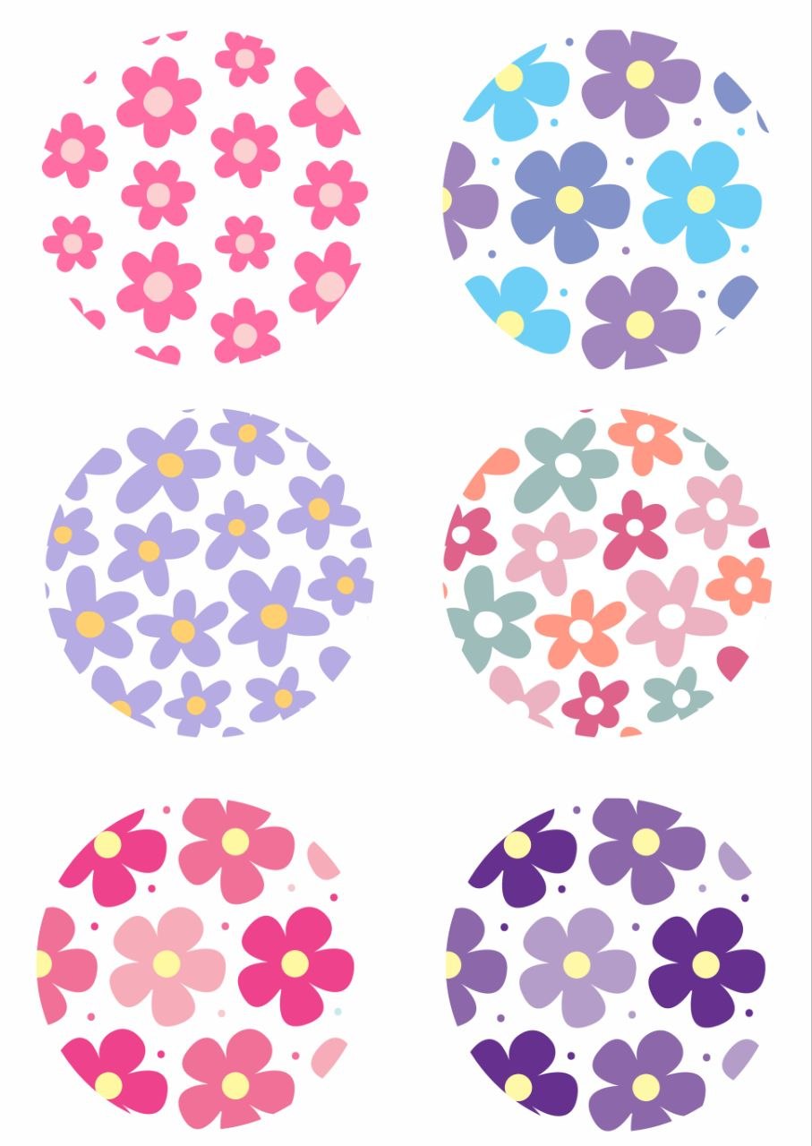 Groovy Flower Rounds - Press N Peel Stickers (UV DTF) Size A6