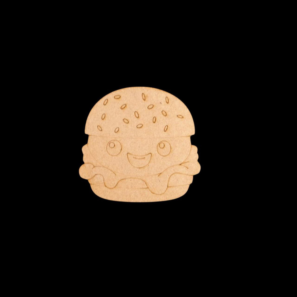 Hamburger Smiling (MDF Lasercut Premarked Colouring Base)