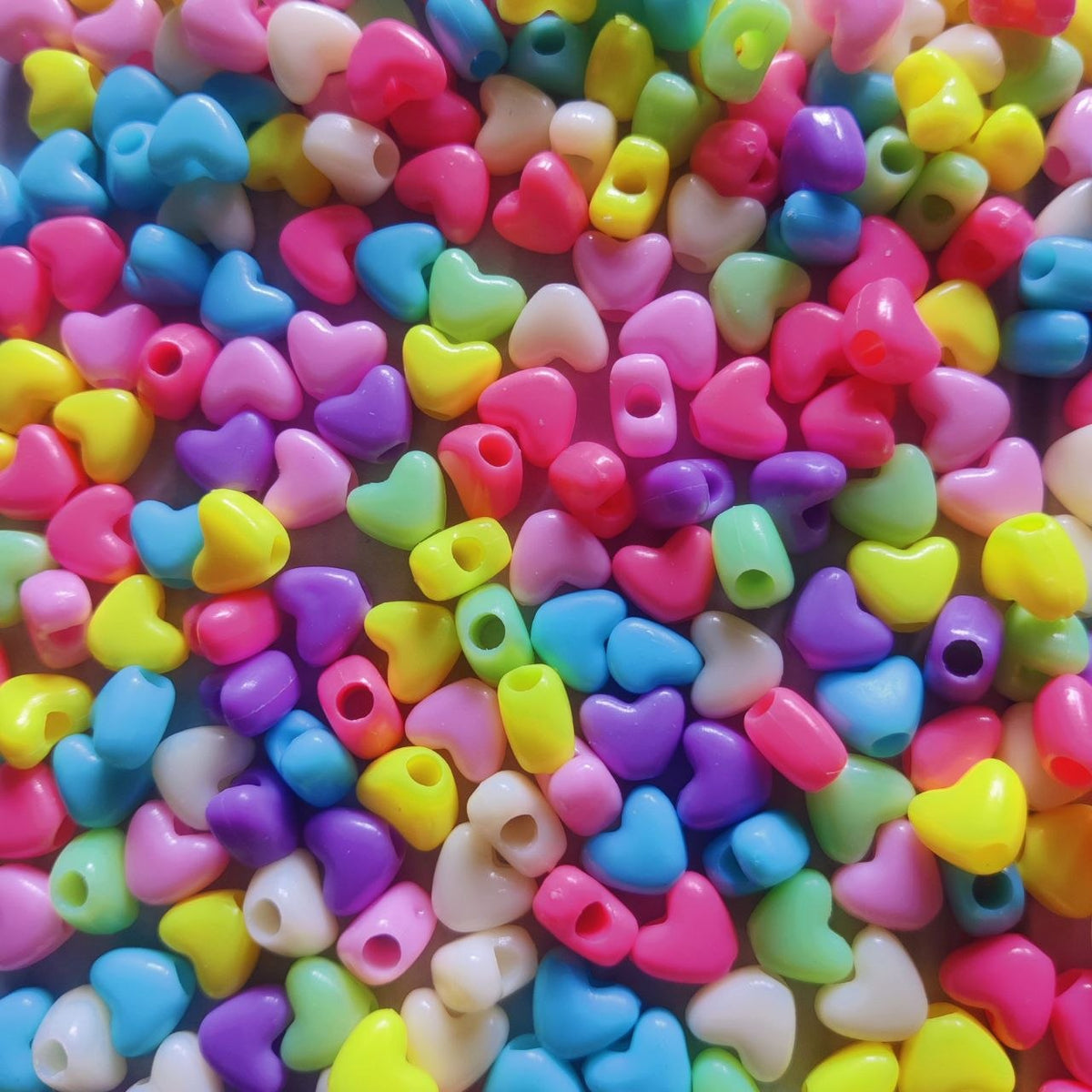 Hearts - Colourful Plastic Beads