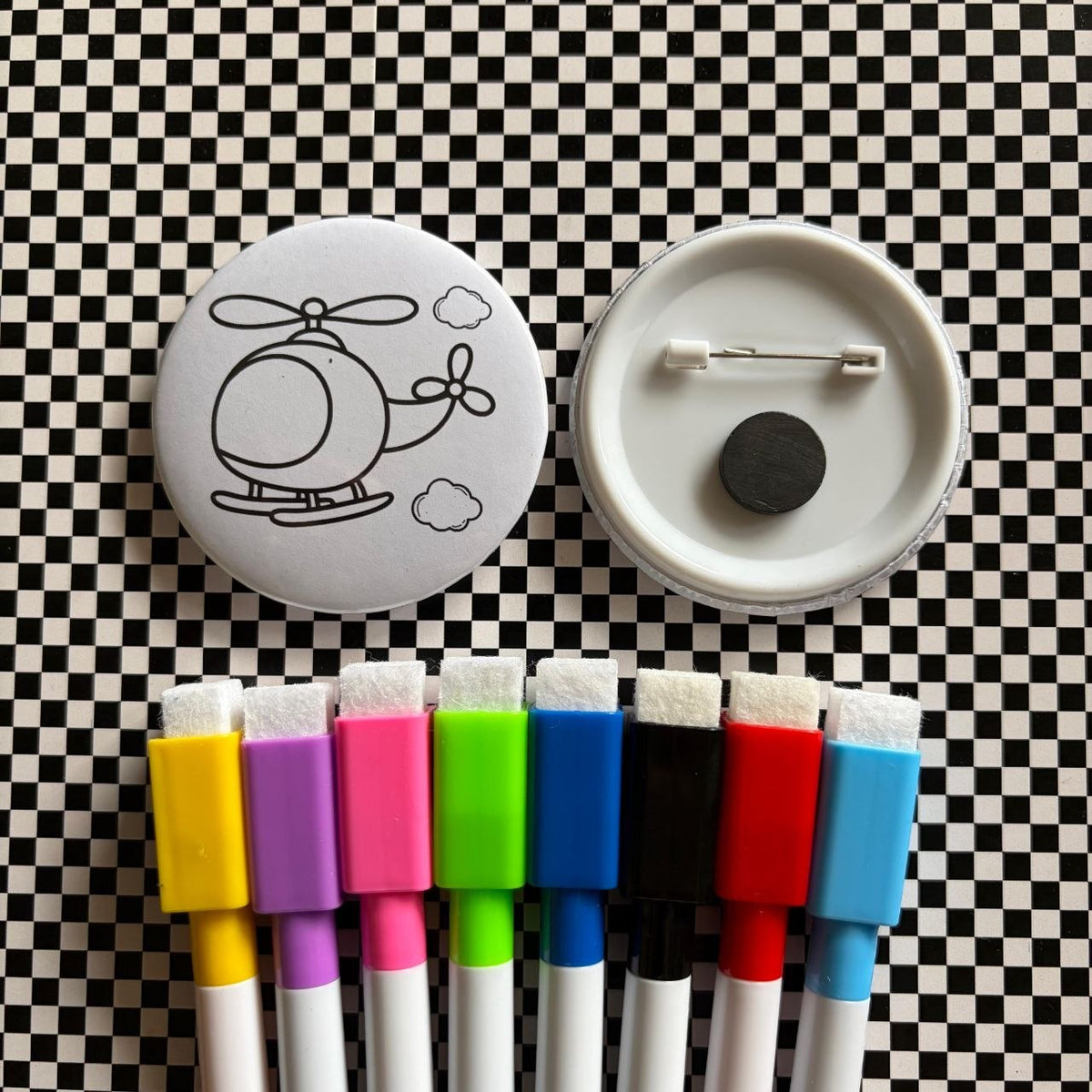 Helicopter - Color & Wipe Badge cum Fridge Magnet Kit