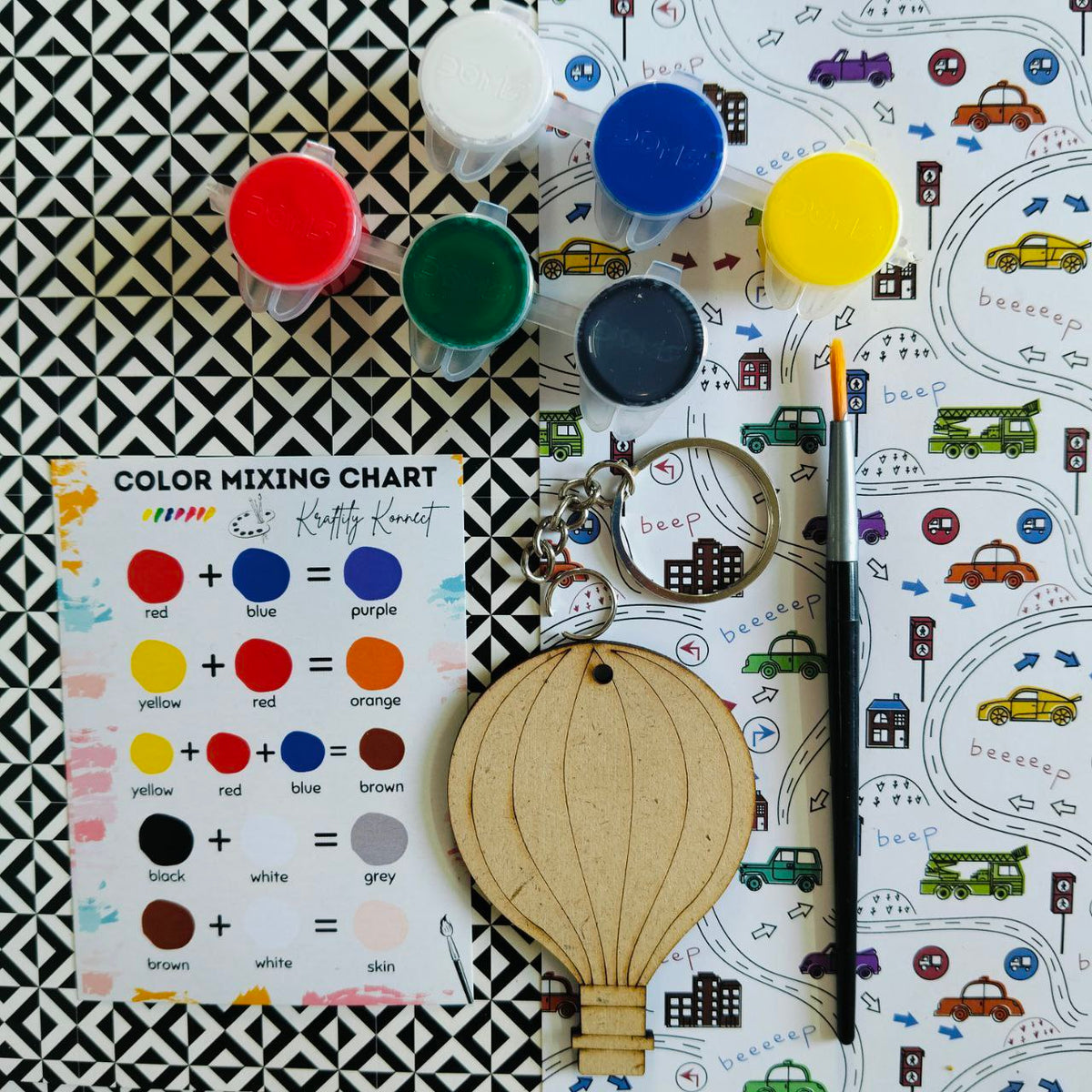 Hot Air Balloon (DIY Keychain Kit For Kids - MDF)