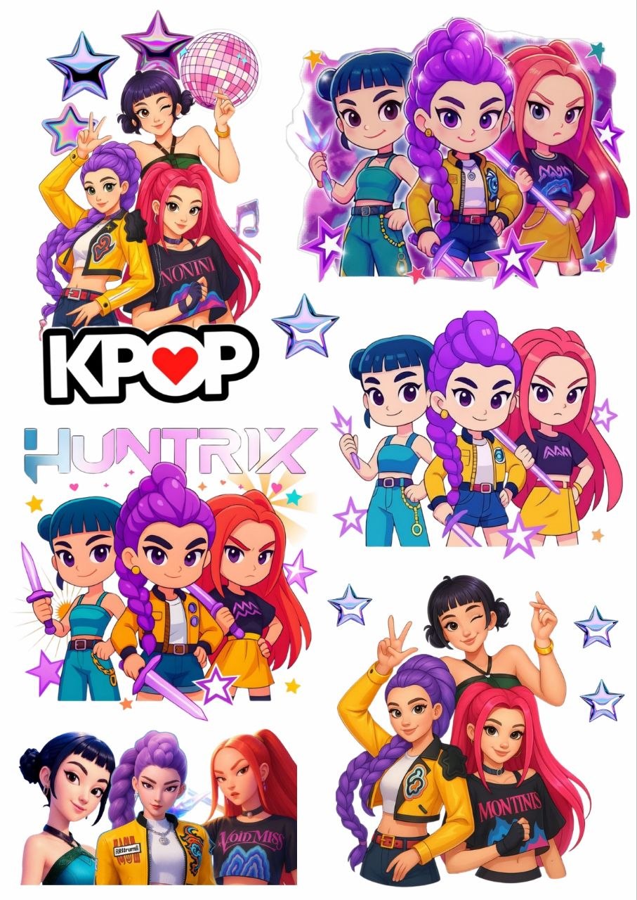 KPOP Huntrix – Press N Peel Stickers (UV DTF) Size A6