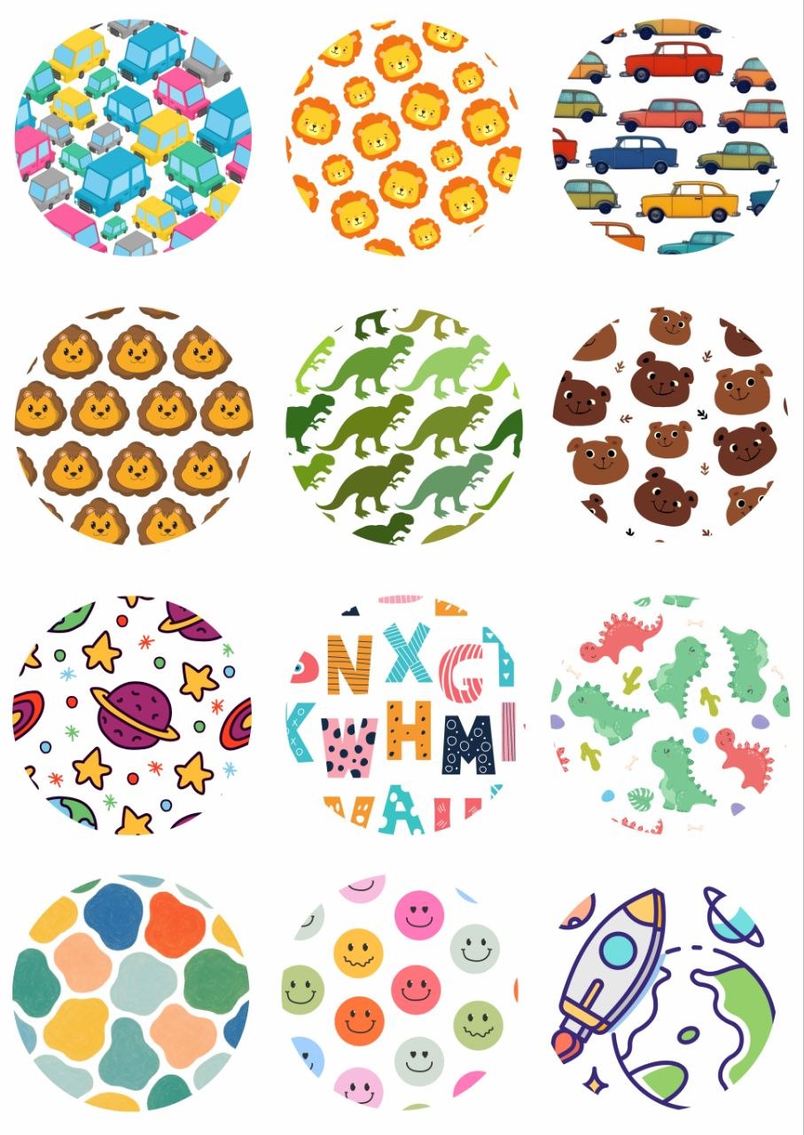Kids Elements Round - Press N Peel Stickers (UV DTF) Rakhi Special