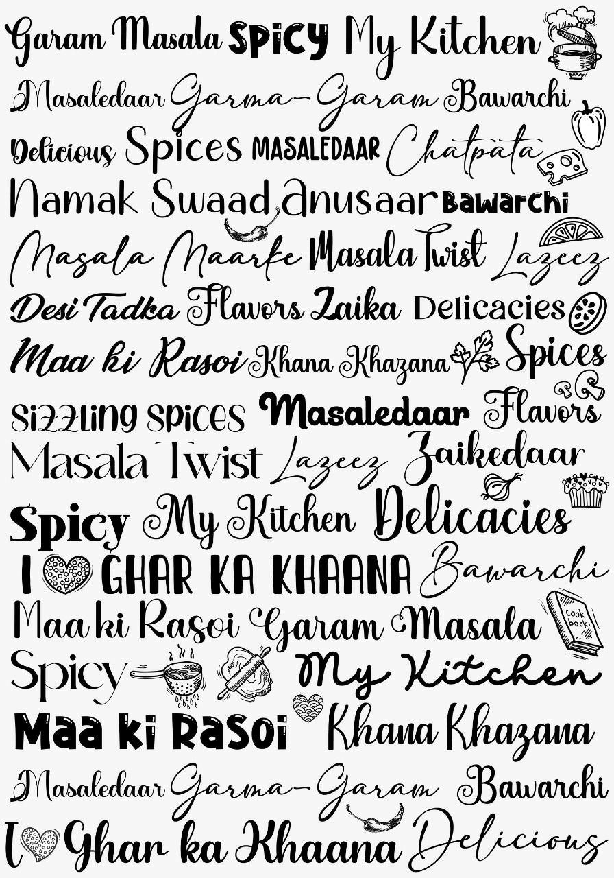 Kitchen Quotes ( rasoi ) ( Instant Transfer Sheets )