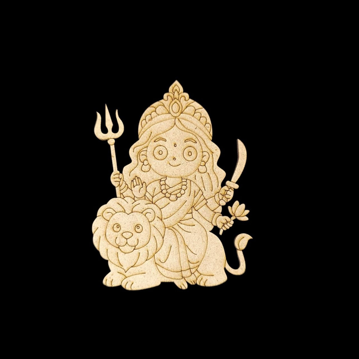 Lakshmi Sitting on Lion (MDF Premarked Base)