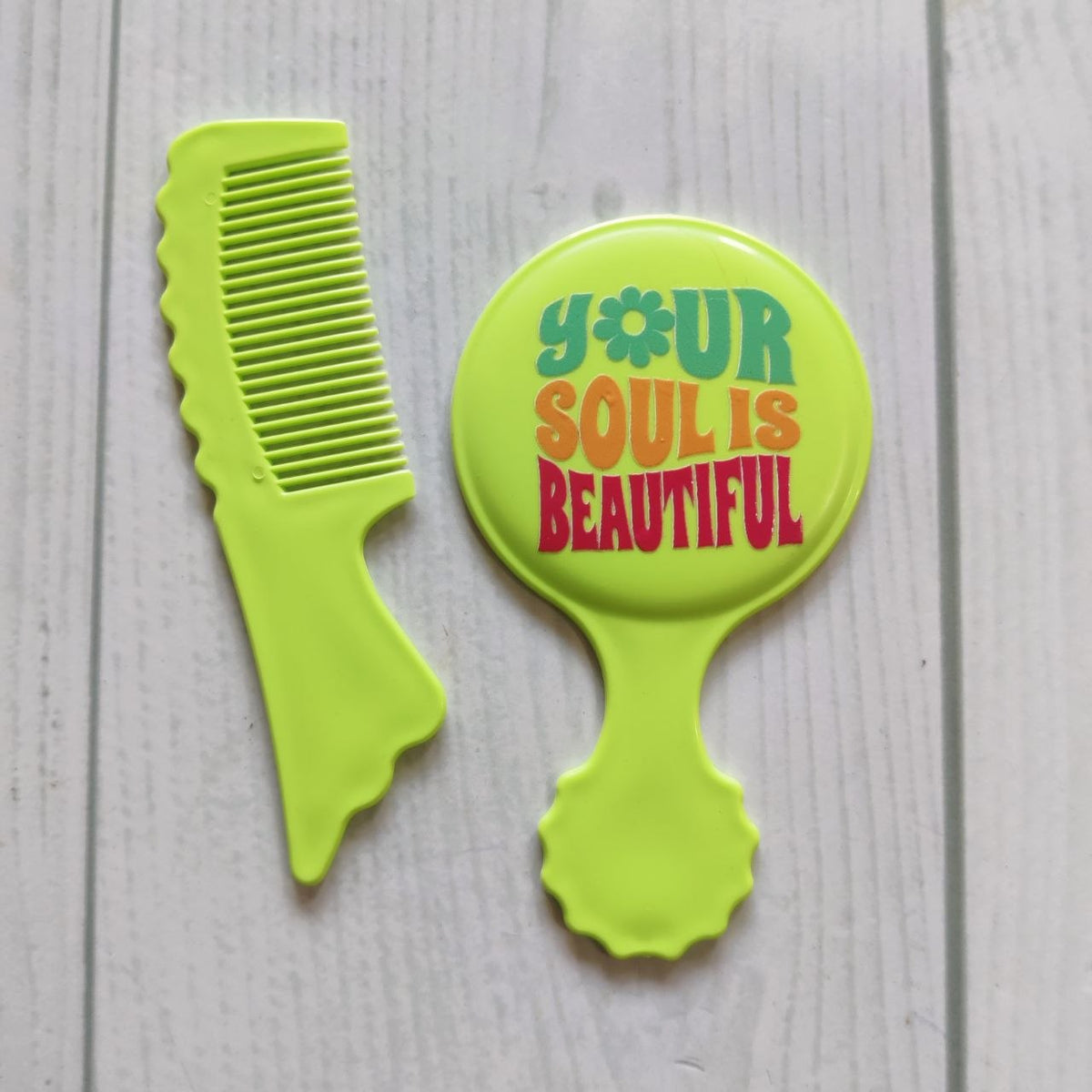 Lavender n Lime Green (Plain Comb & Mirror Set)
