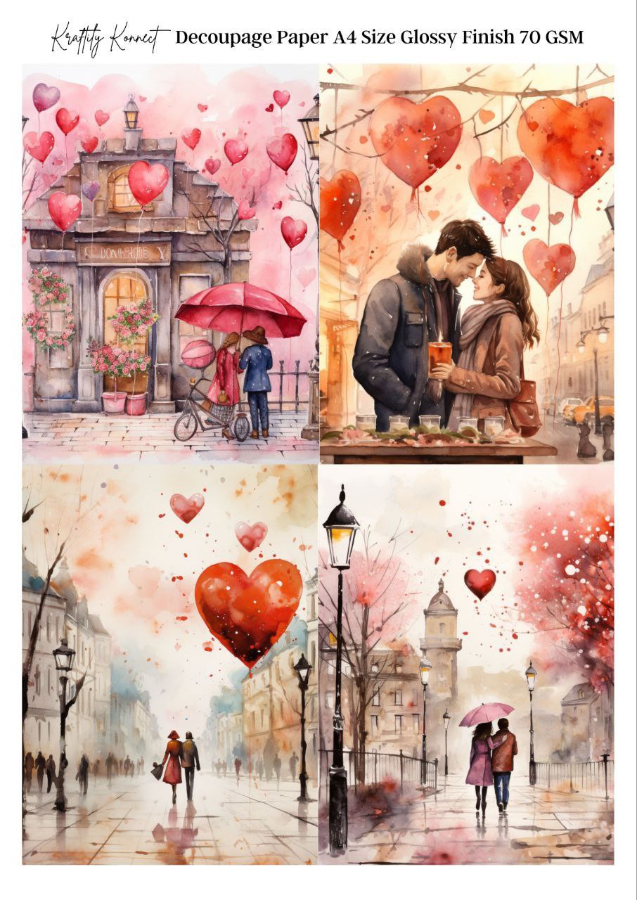 Little Things last forever - 4x (Decoupage - Valentine's)