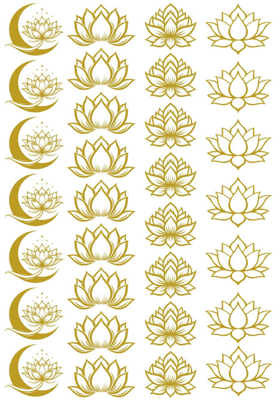 Lotus Flower Elements | Metallic Gold Colour (Instant Transfer Sheet)