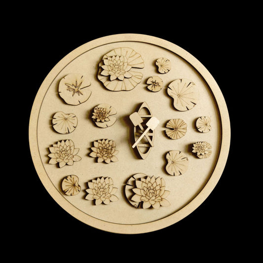 Lotus Pond with ring - Fishes (MDF Wall/Desk Decor)