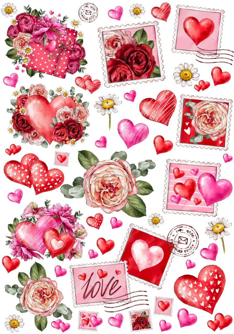Love n Hearts Stamps ( Instant Transfer Sheets - Valentine's )