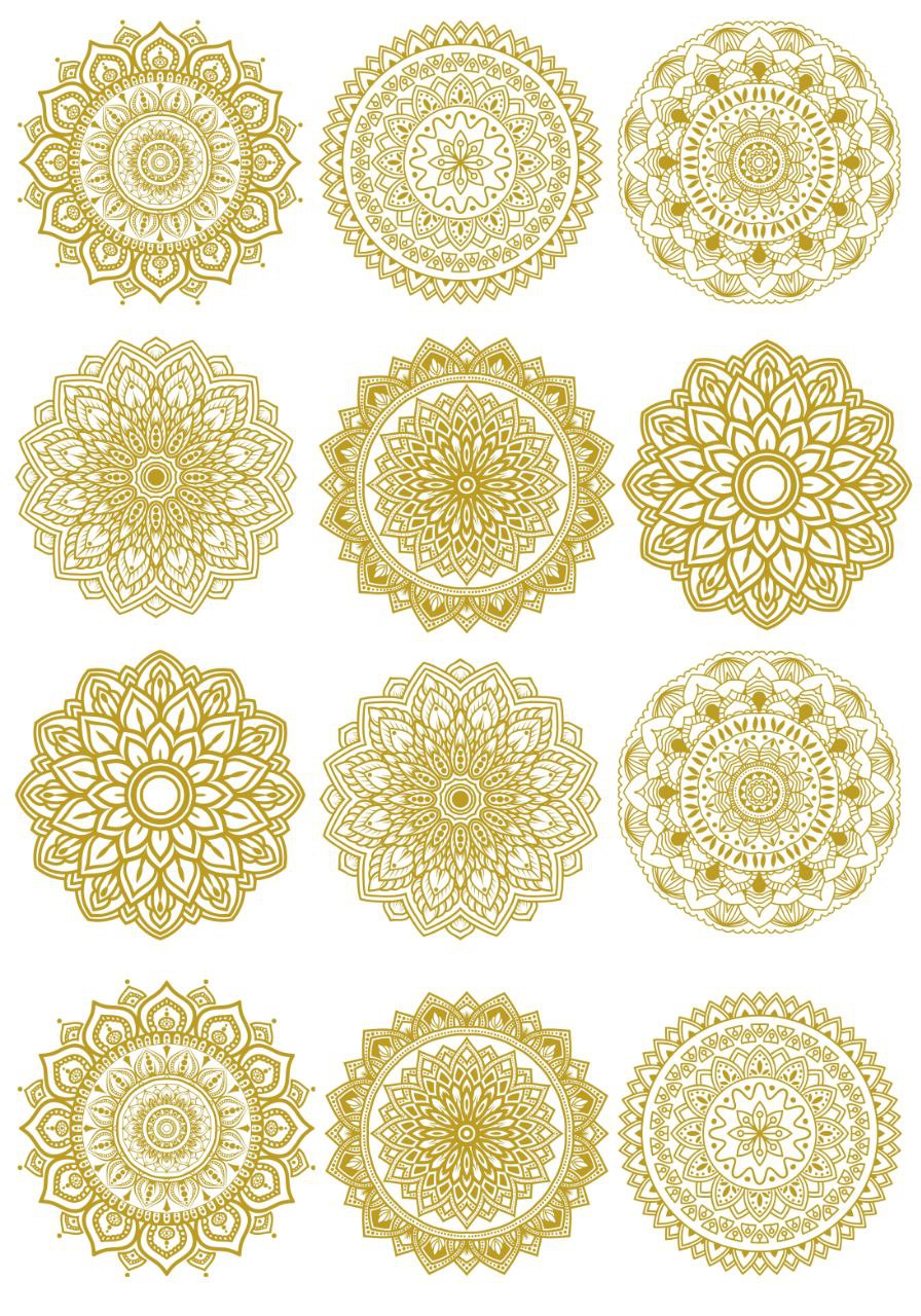 Mandala Patterns | Metallic Gold Colour (Instant Transfer Sheet)