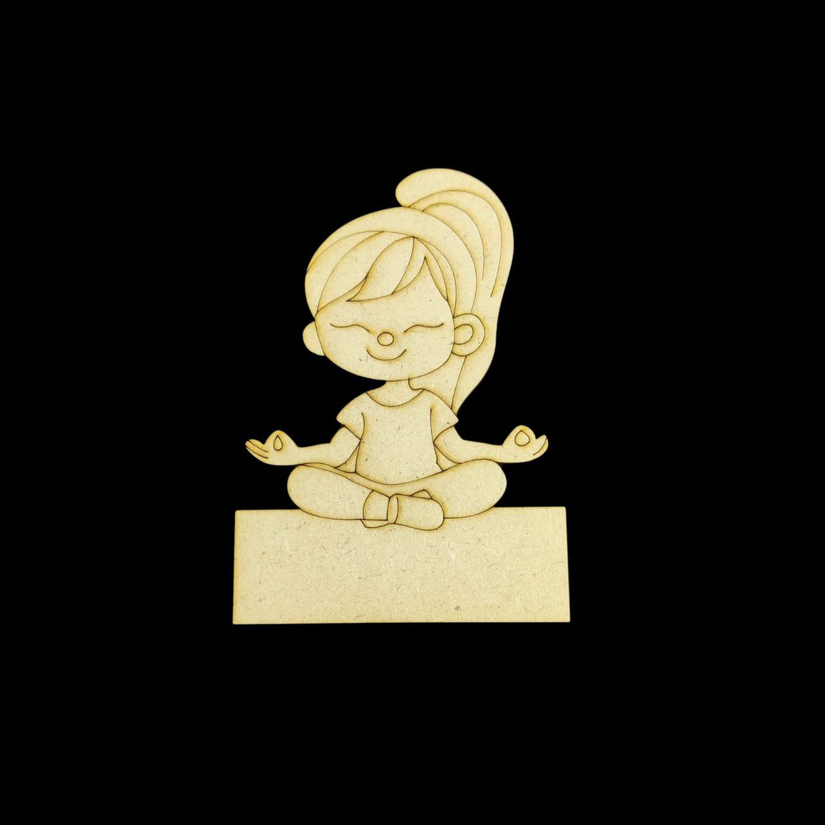 Meditating Girl (Mini Fridge Magnet Name Board) MDF