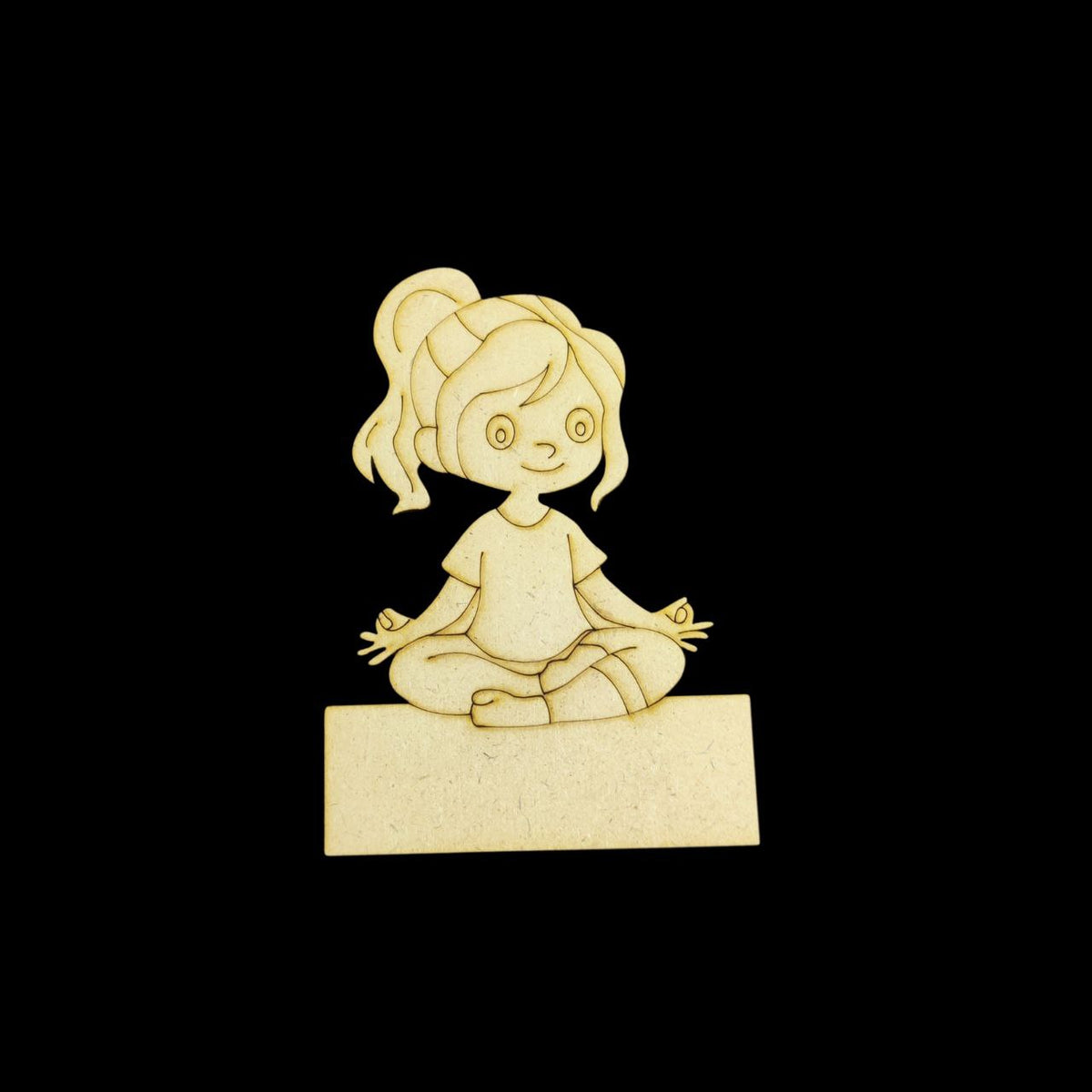 Meditating Happy Girl (Mini Fridge Magnet Name Board) MDF
