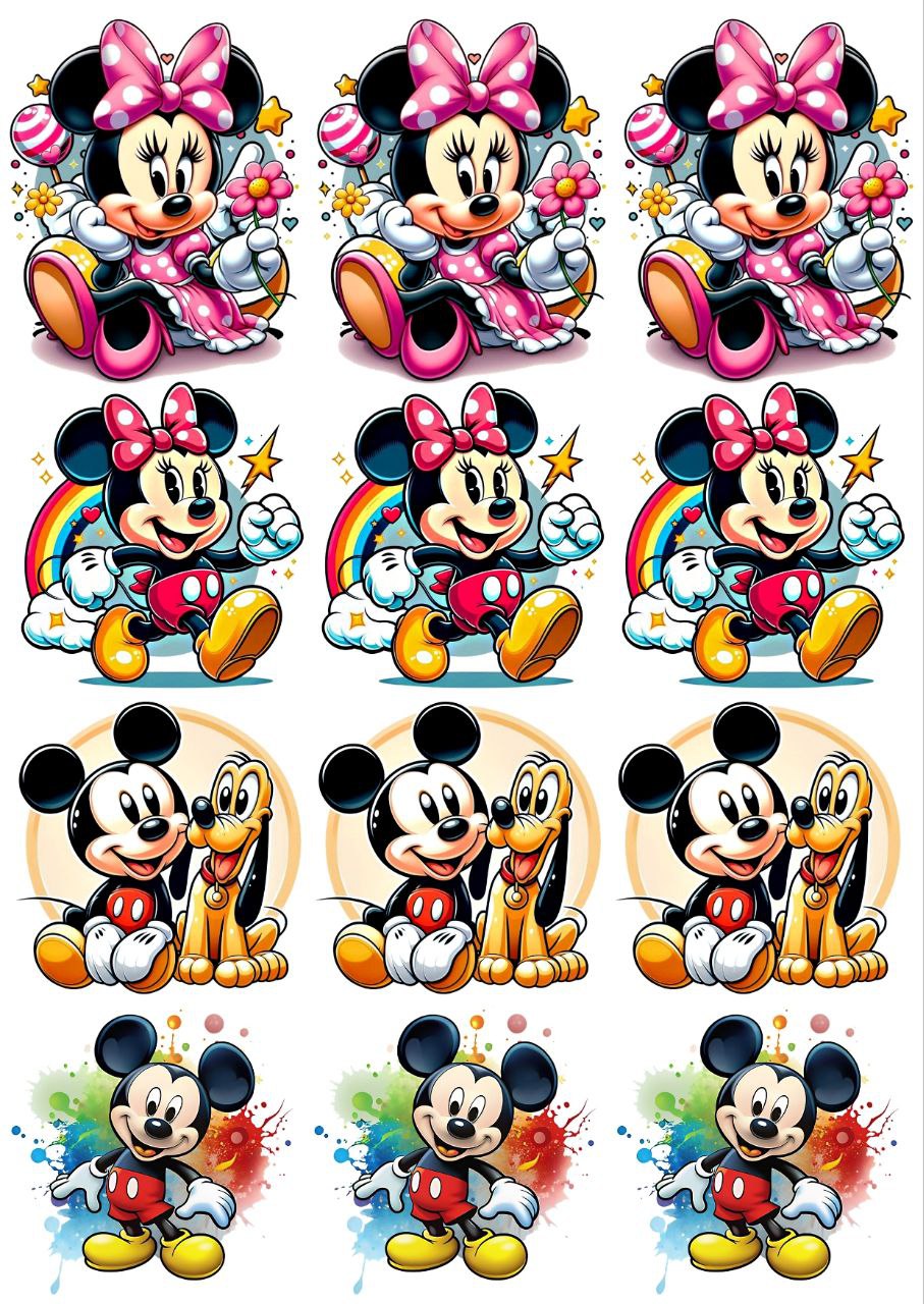 Mickey & Minnie Mouse - Press N Peel Stickers (UV DTF) Size A6