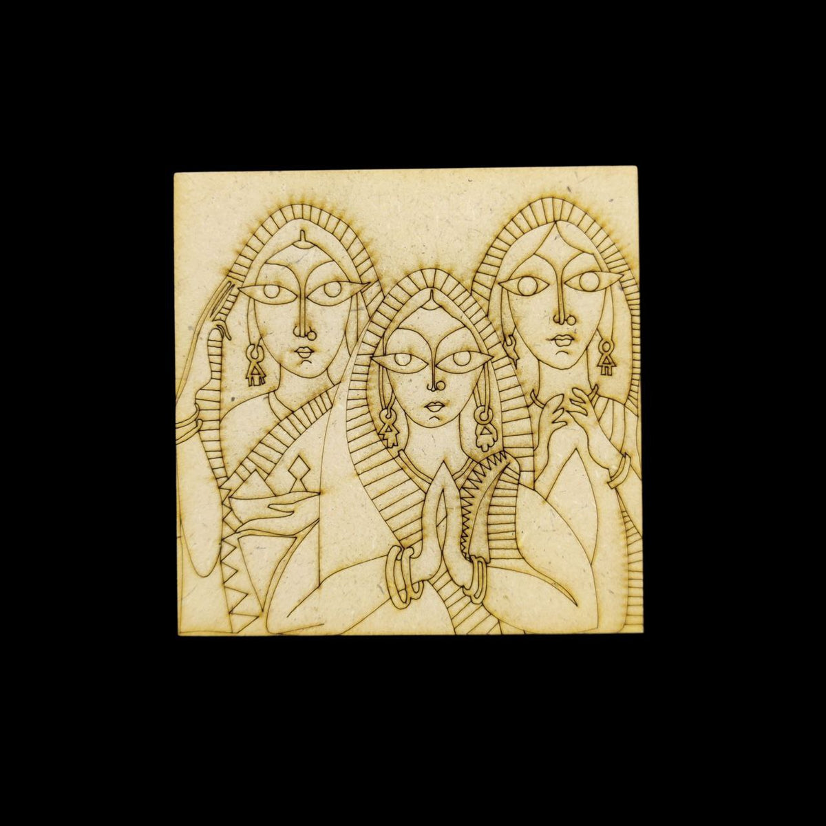 Namaste Women - Kalighat Art (MDF Premarked Base - Folk Art)