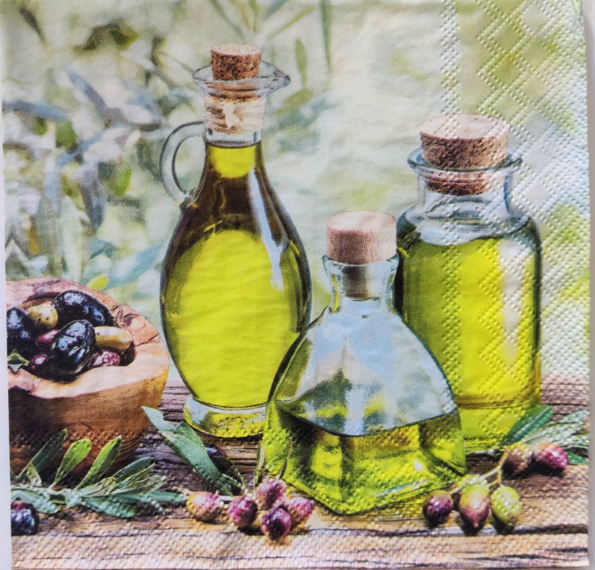 Olives n Oil Jar ( German napkins Tissues )