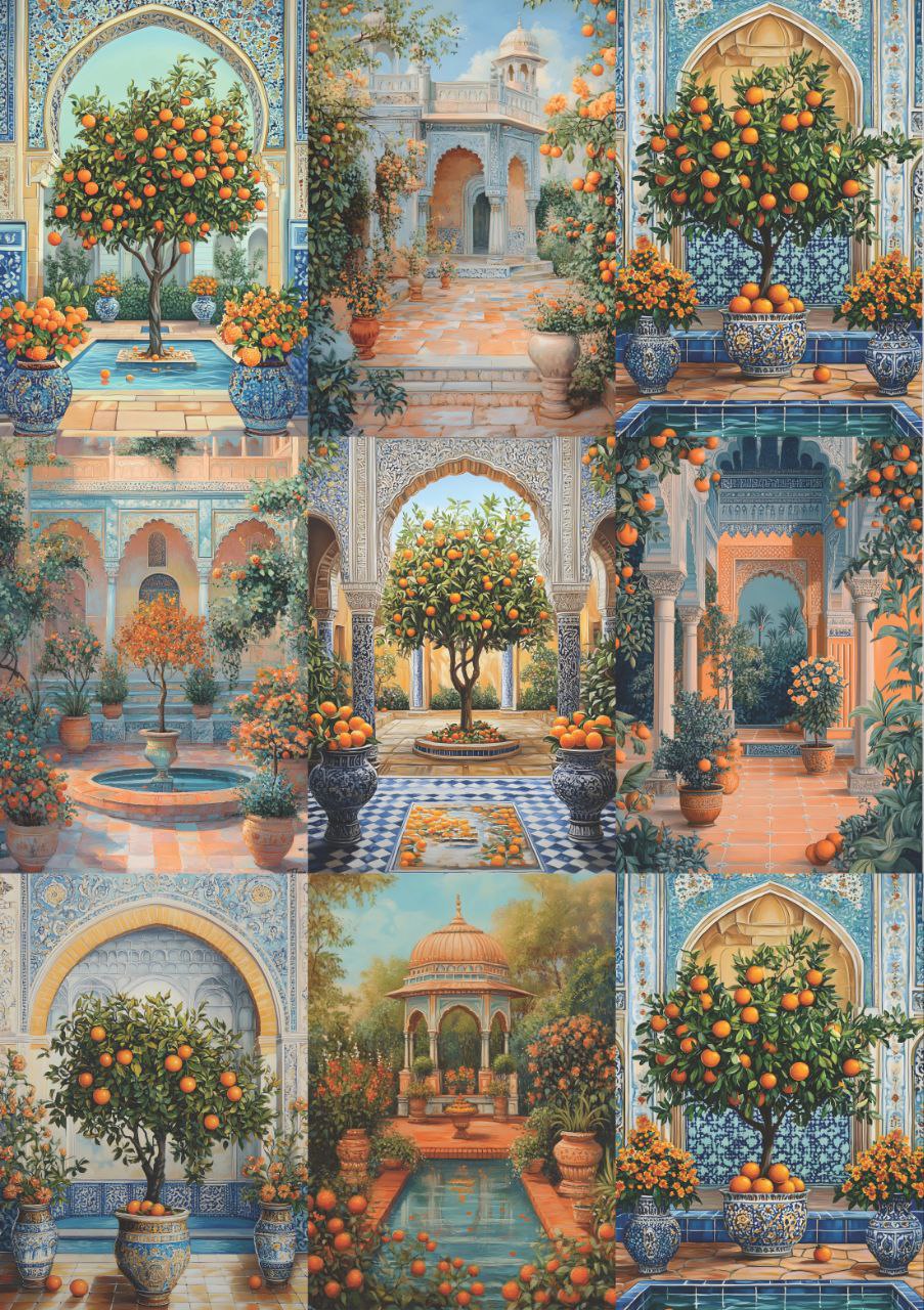 Orange Orchards (9 in 1 - Decoupage Paper)