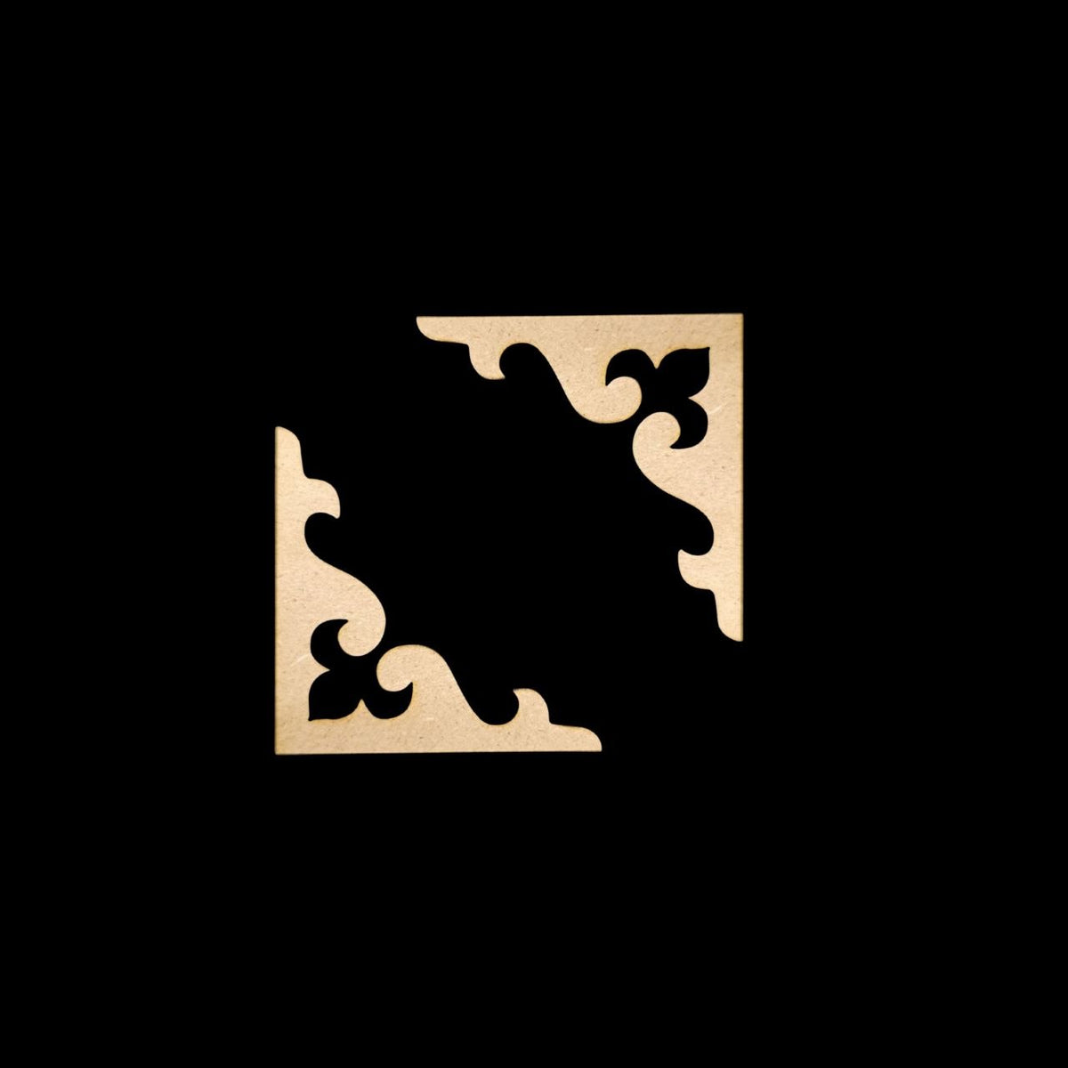 Ornate Scroll Corner - Fleur-De-Lis (Ethnic Cutout - MDF Base)