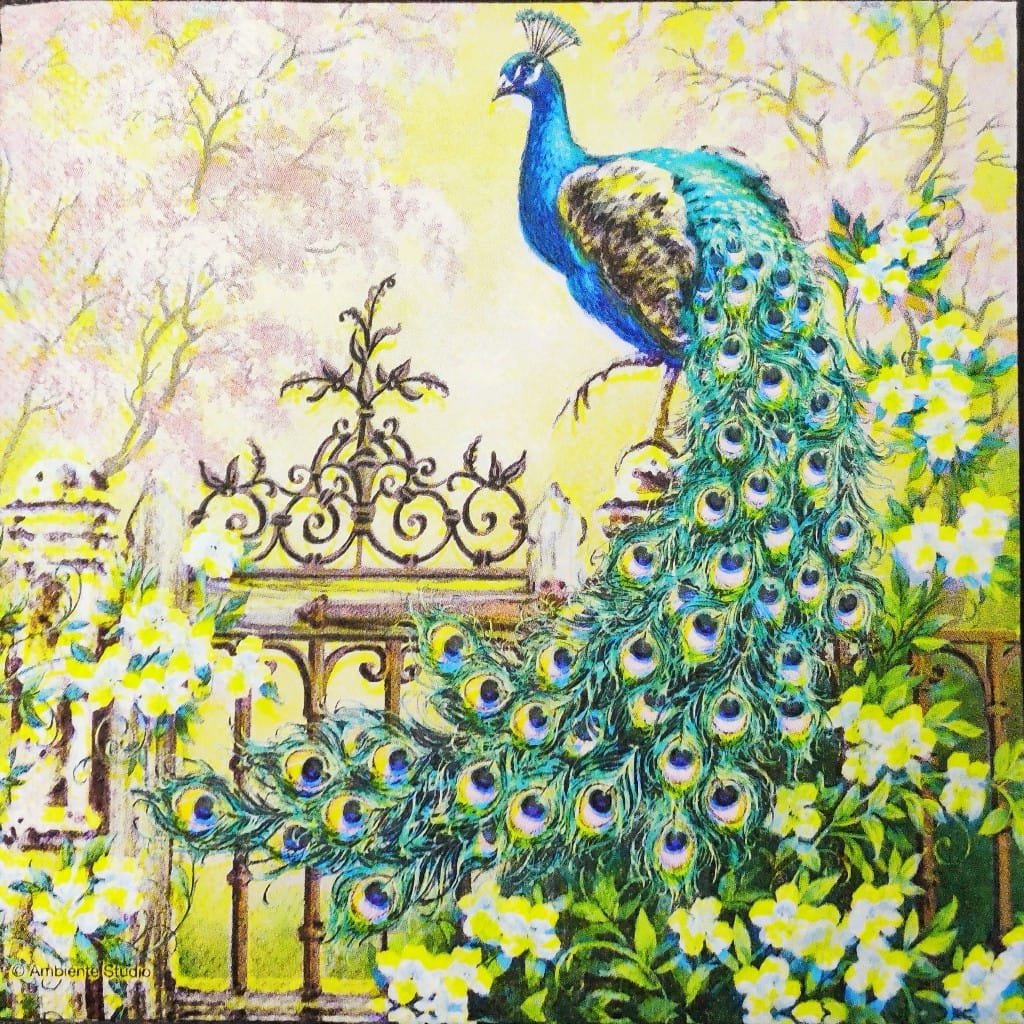 Peacock waiting ( German Napkins Tissues )