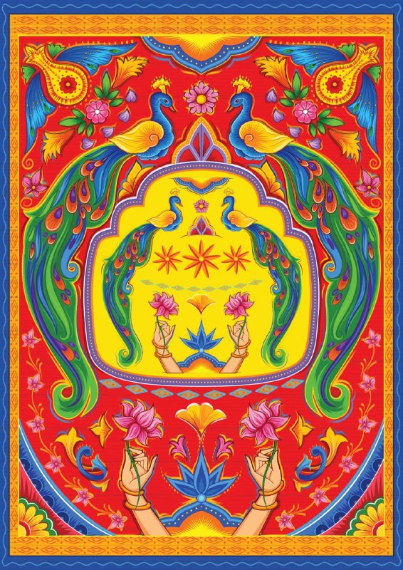 Peacocks - Desi Trucker art (Decoupage Paper)