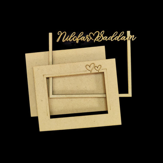 Personalised Couple Name - MDF Photo Frame Fridge Magnet Base - Valentine's Collection