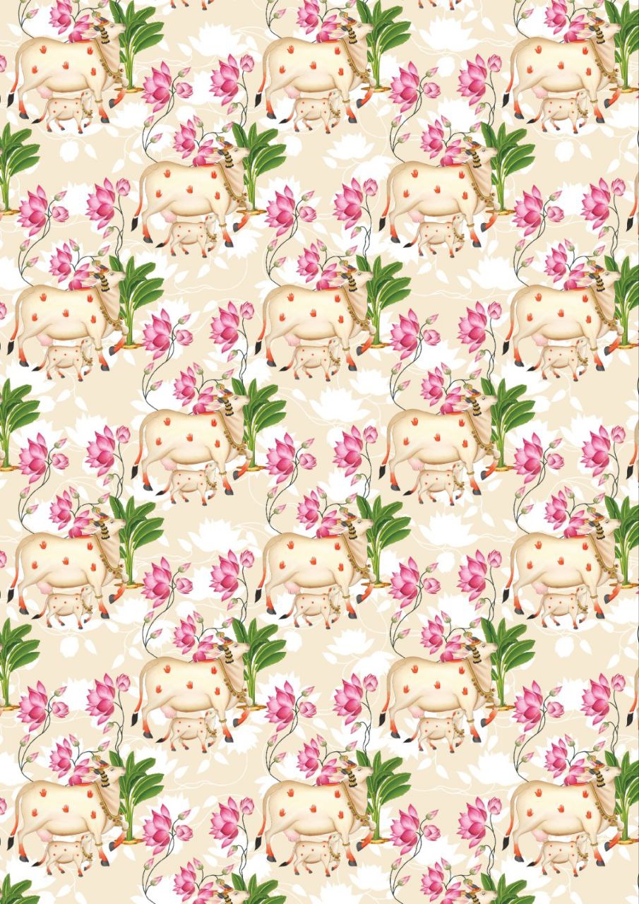 Pichwai Cow Lotus - Seamless (Instant Transfer Sheet)