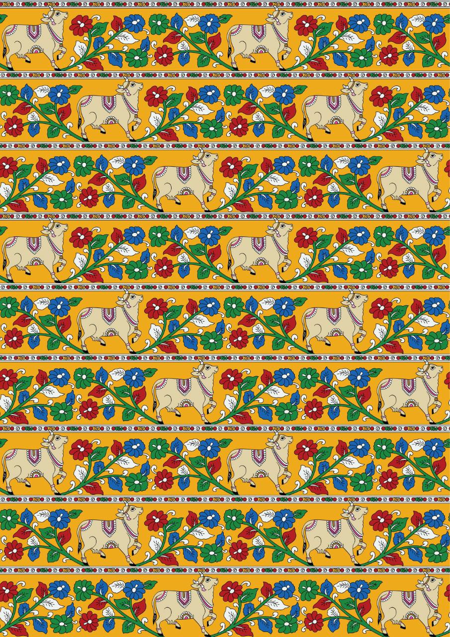 Pichwai Cow pattern ( Instant Transfer Sheet )