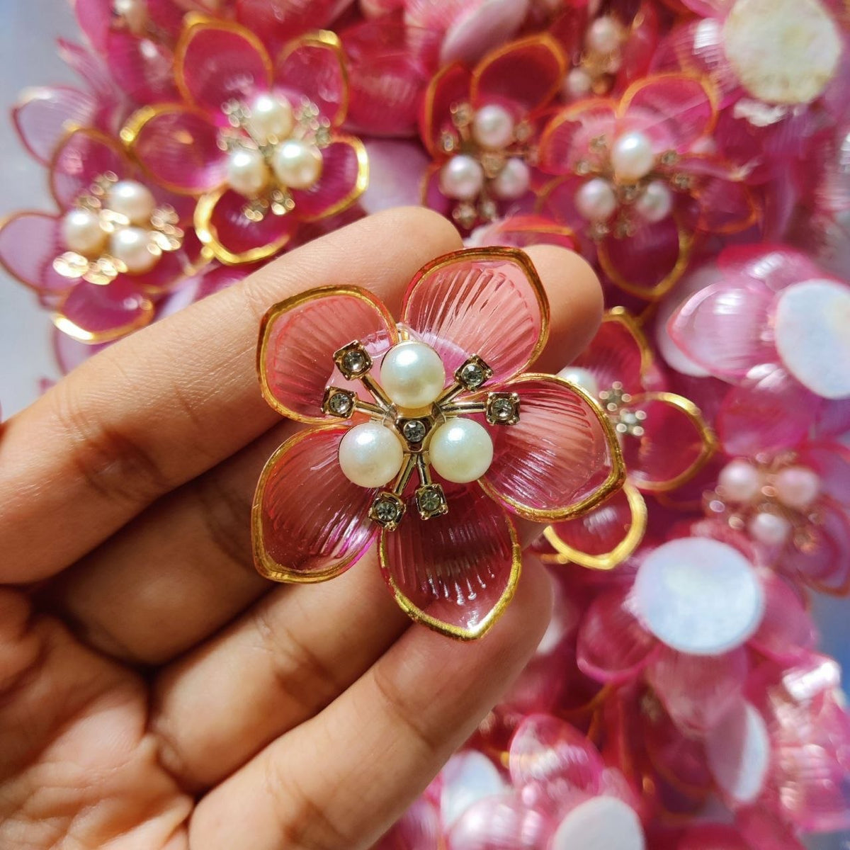 Pink - Flower Embellishments (Plastic)