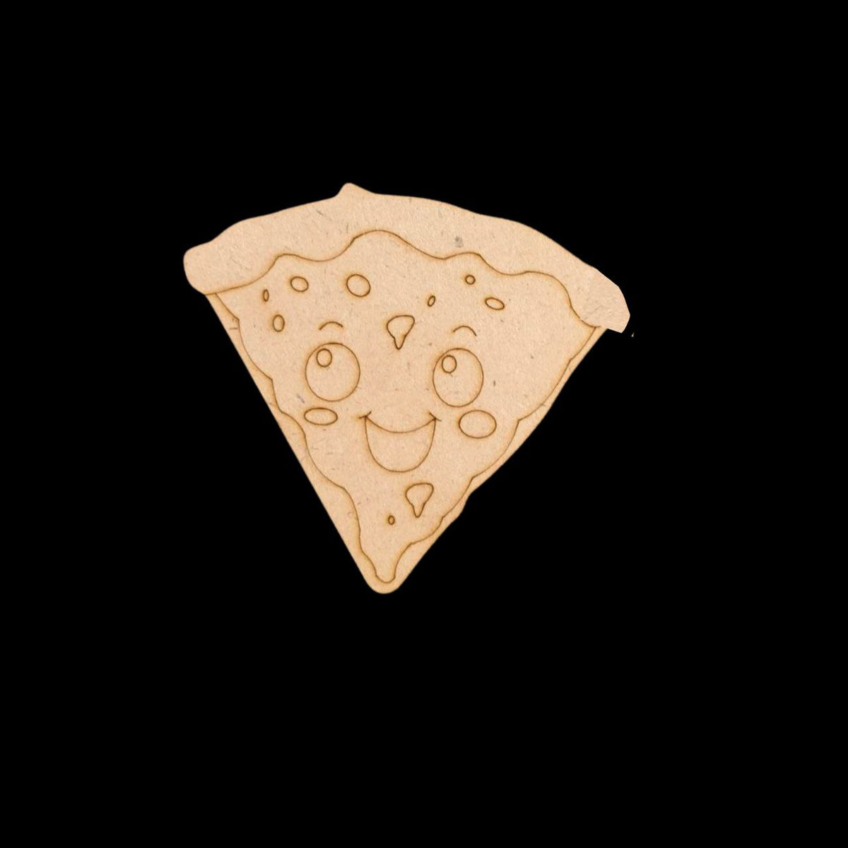 Pizza Slice Smiling (MDF Lasercut Premarked Colouring Base)