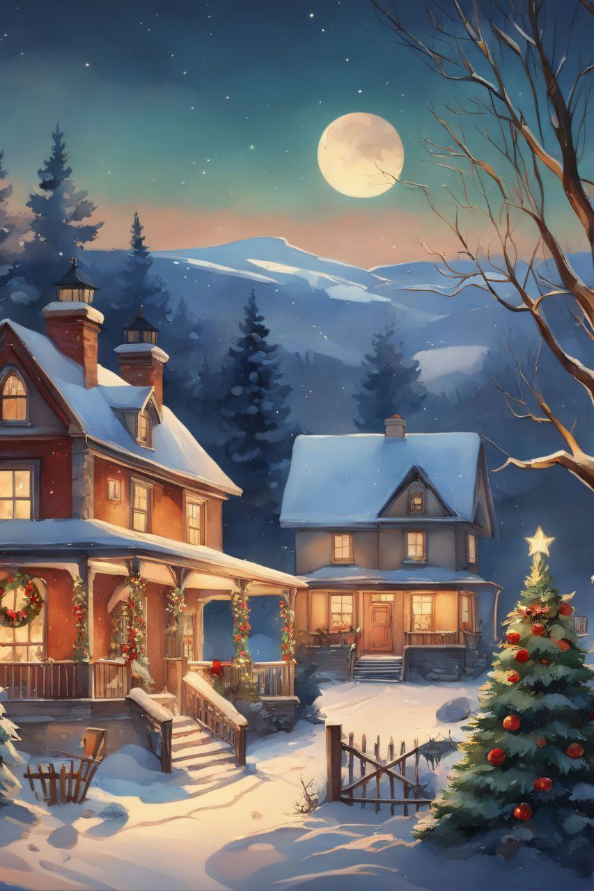 Pleasant sky - Xmas eve (Christmas - Decoupage paper )
