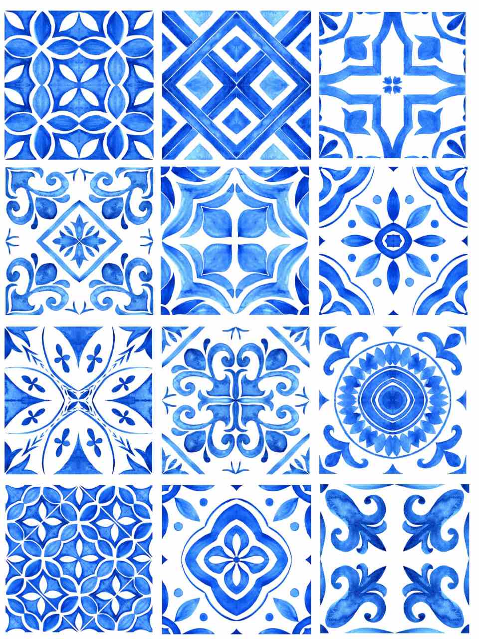 Porcelain Tiles - Geometric Watercolour Digital Turquoise - Instant Transfer Sheet