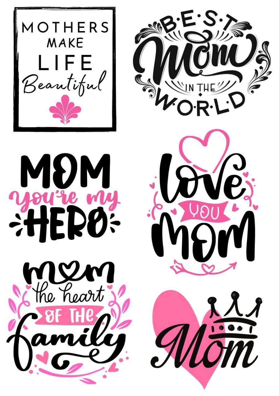 Queen Mom Quotes - Mother's Day - Press N Peel Stickers (UV DTF) Size A6