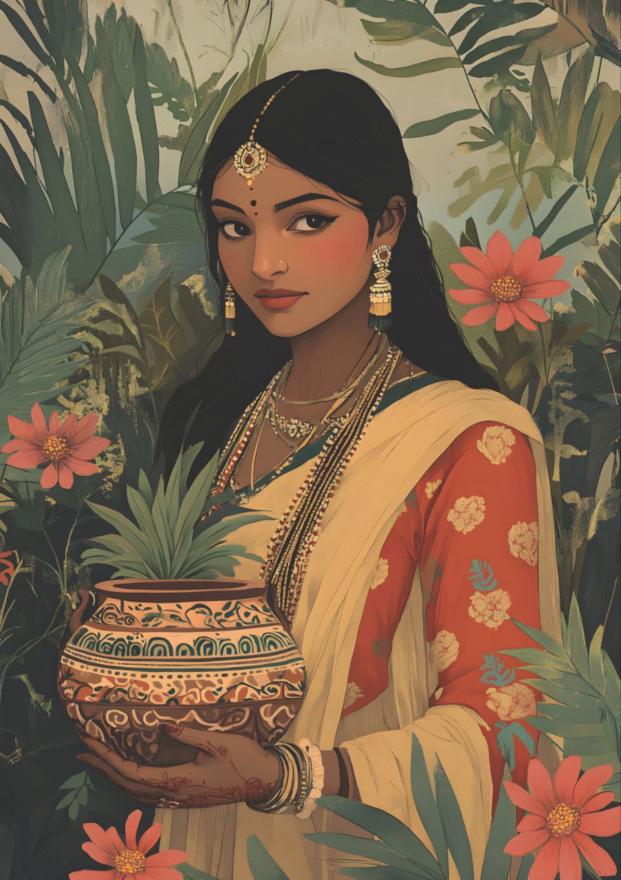 Radiant Charisma - Desi Indian Woman (Full Size - Decoupage Paper)