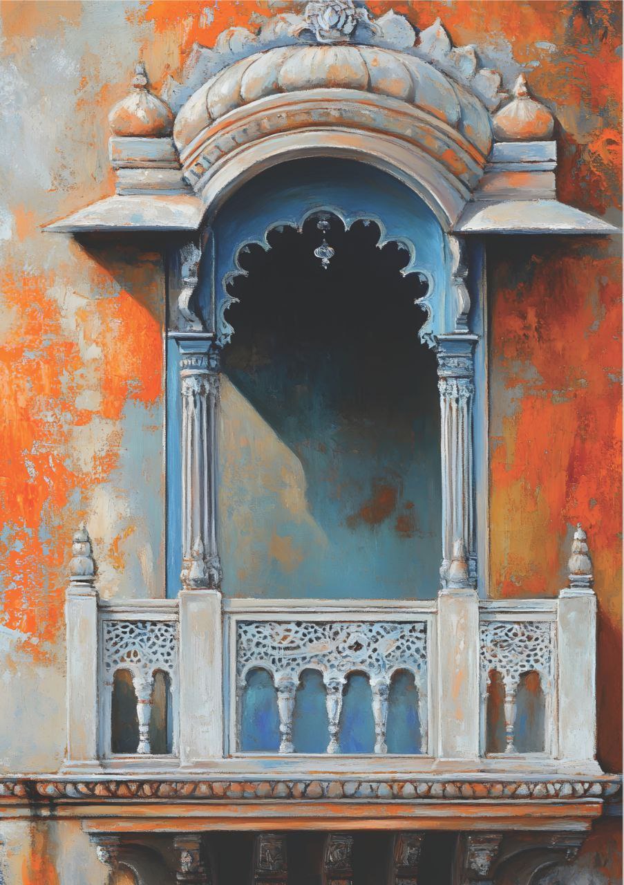 Rajasthani Haveli - Jharokha Balcony (Full Size - Decoupage Paper)