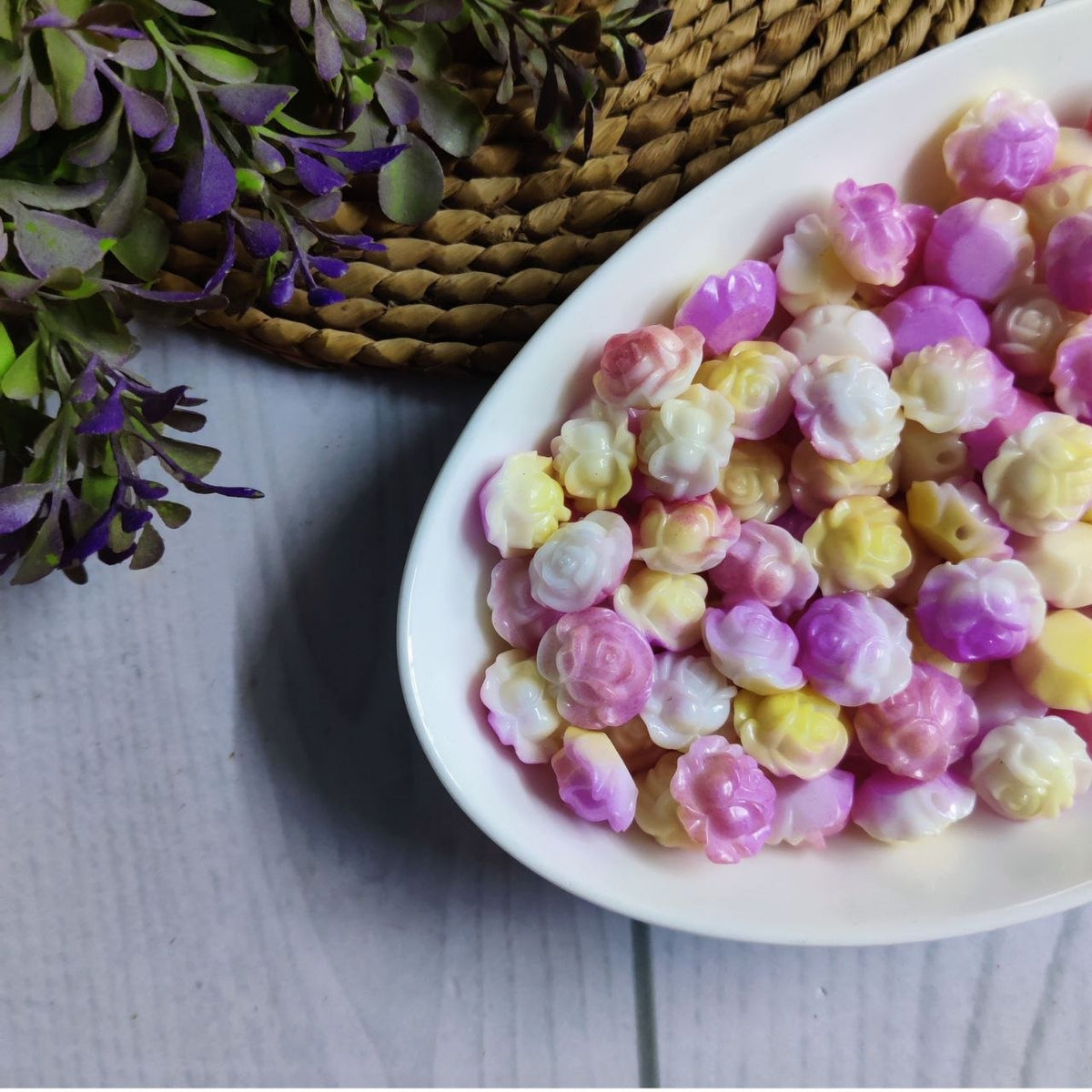 Rose Pastel Blooms - Plastic Beads