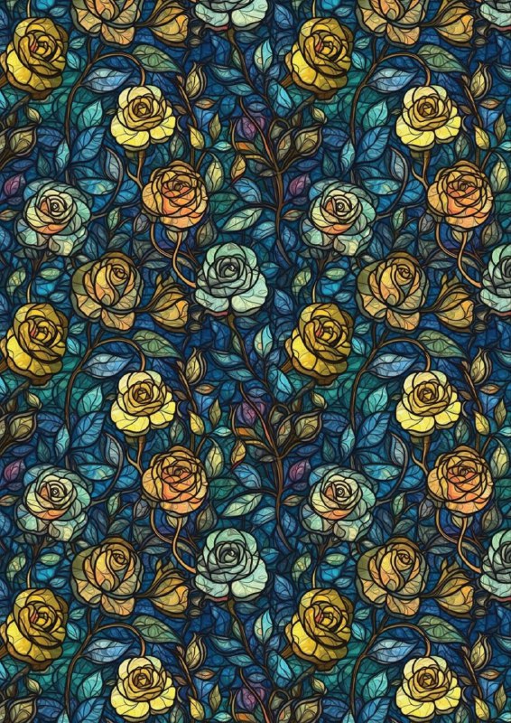Roses - Stained Glass (Decoupage Paper)