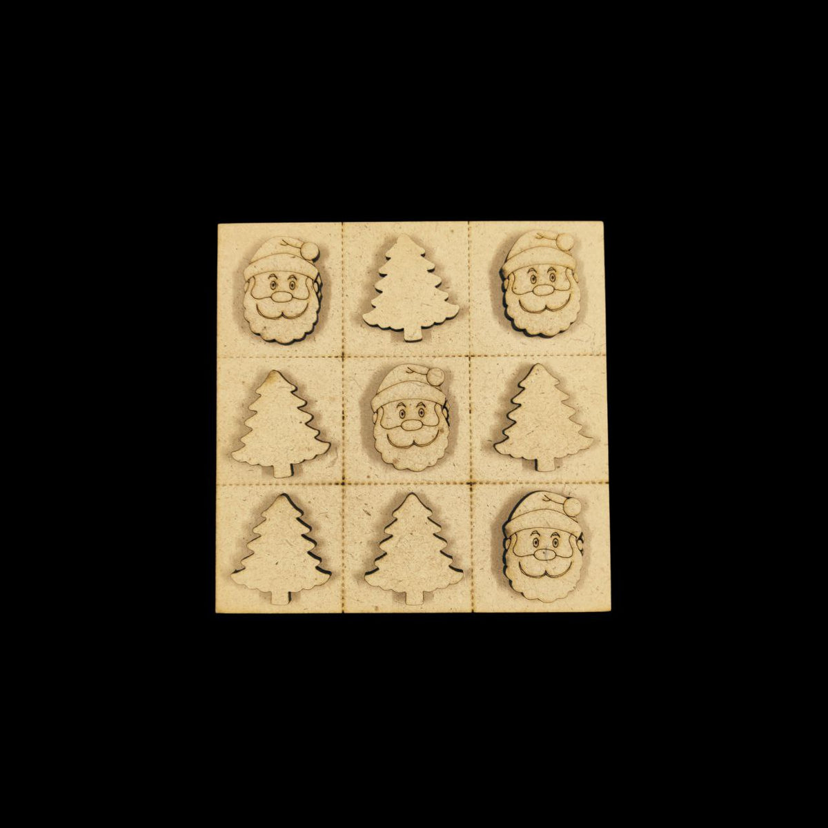 Santa Claus and Christmas Tree - Tic Tac Toe Base (MDF)