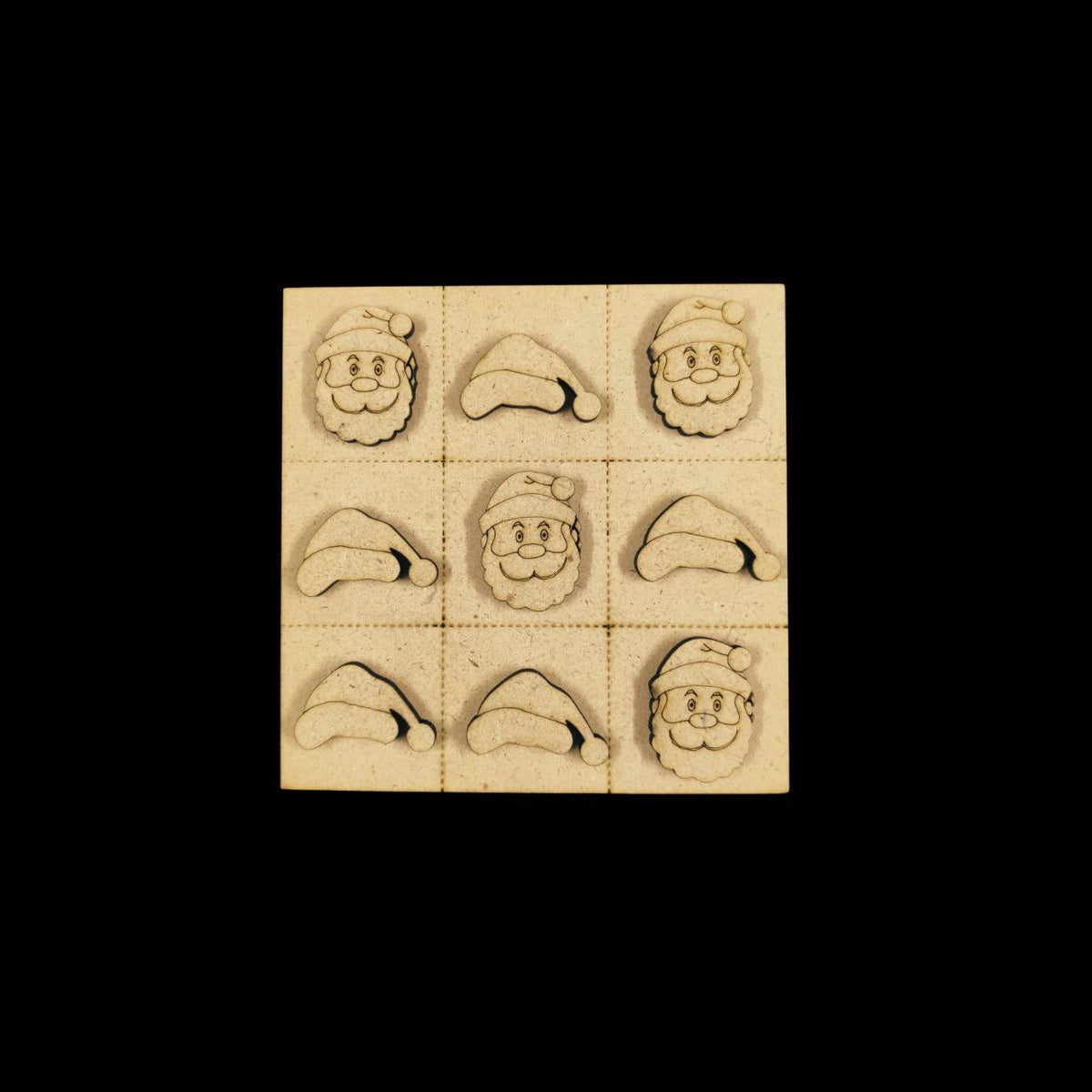 Santa Claus and Santa hat - Tic Tac Toe Base (MDF) Christmas