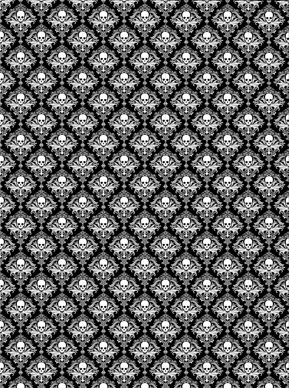 Skull - Black and White Mesh Seamless ( Decoupage Paper ) Happy Halloween